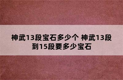 神武13段宝石多少个 神武13段到15段要多少宝石